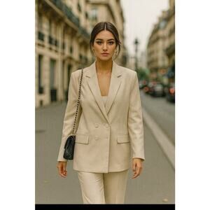 Princess‎ Polly Oversized Blazer L/XL Tan Minimalist Casual Double Button Career